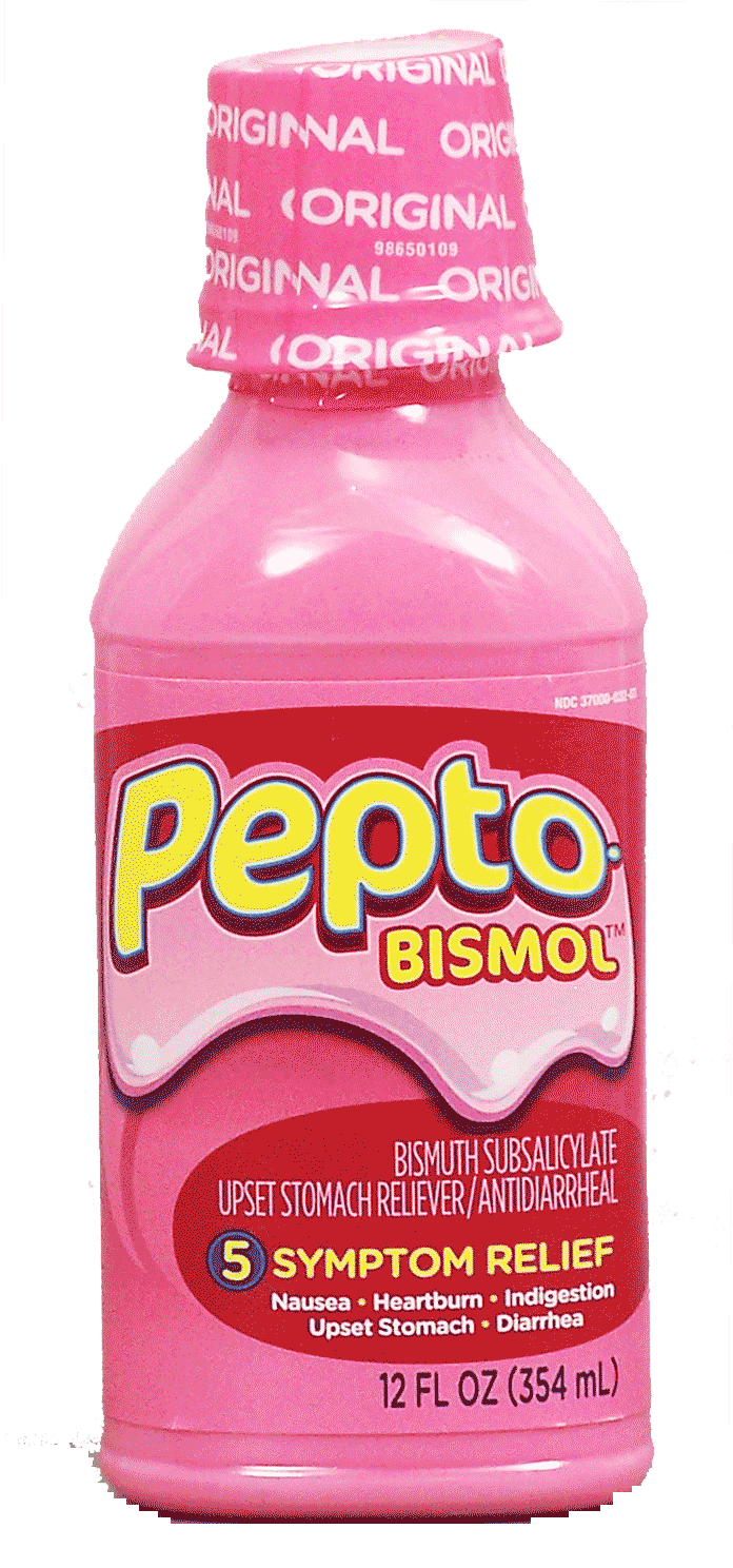 Pepto-bismol  protective coating action relief of stomach indigestion liquid Full-Size Picture